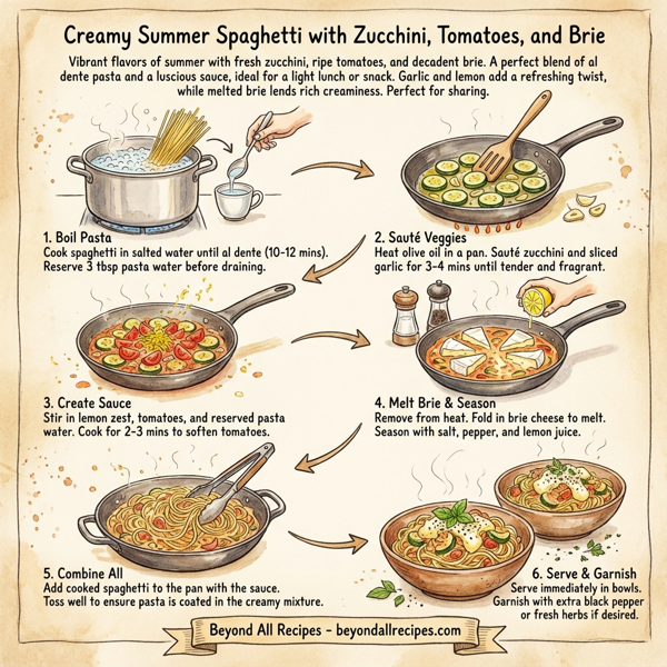 Creamy Summer Spaghetti with Zucchini, Tomatoes, and Brie instructions