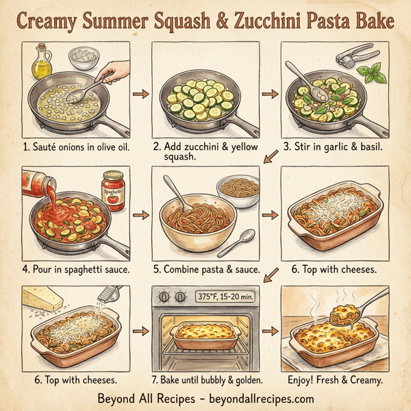 Creamy Summer Squash and Zucchini Pasta Bake instructions