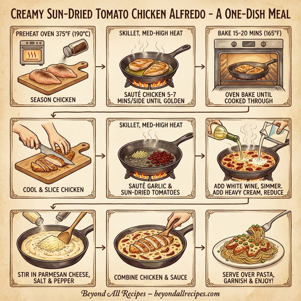 Creamy Sun-Dried Tomato Chicken Alfredo instructions