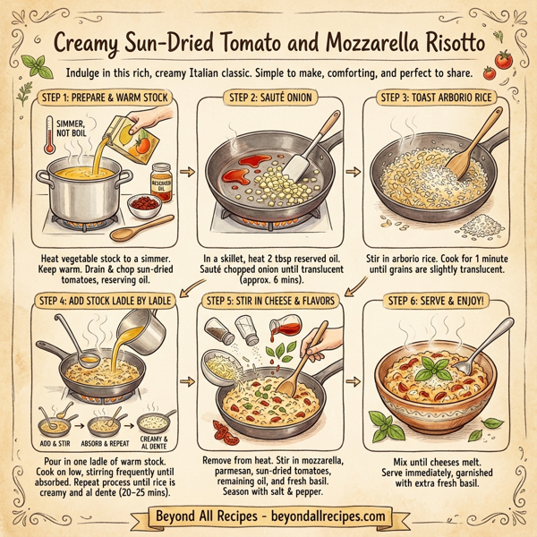 Creamy Sun-Dried Tomato and Mozzarella Risotto instructions