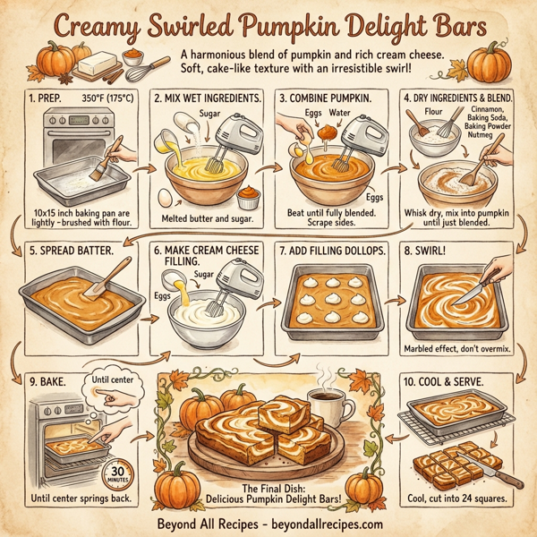 Creamy Swirled Pumpkin Delight Bars instructions