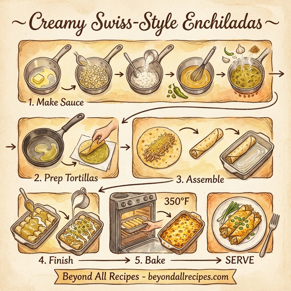 Creamy Swiss-Style Enchiladas instructions