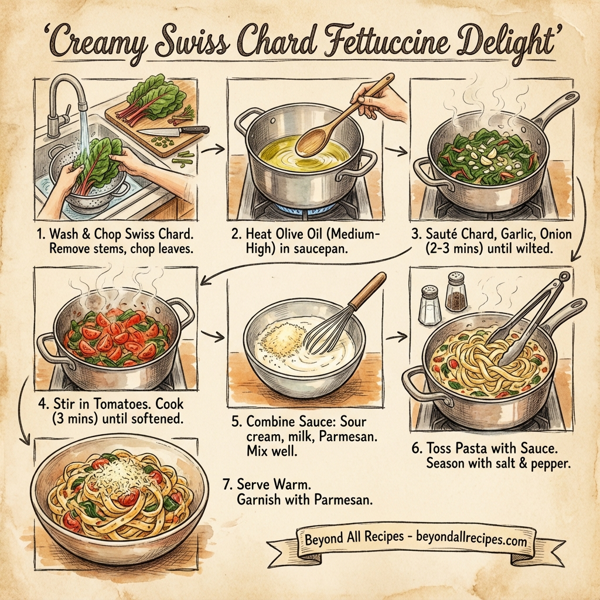 Creamy Swiss Chard Fettuccine Delight instructions