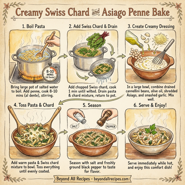 Creamy Swiss Chard and Asiago Penne Bake instructions