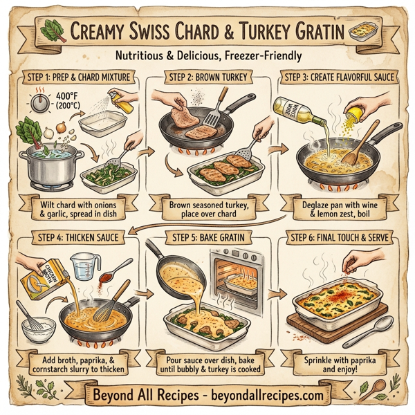 Creamy Swiss Chard and Turkey Gratin instructions