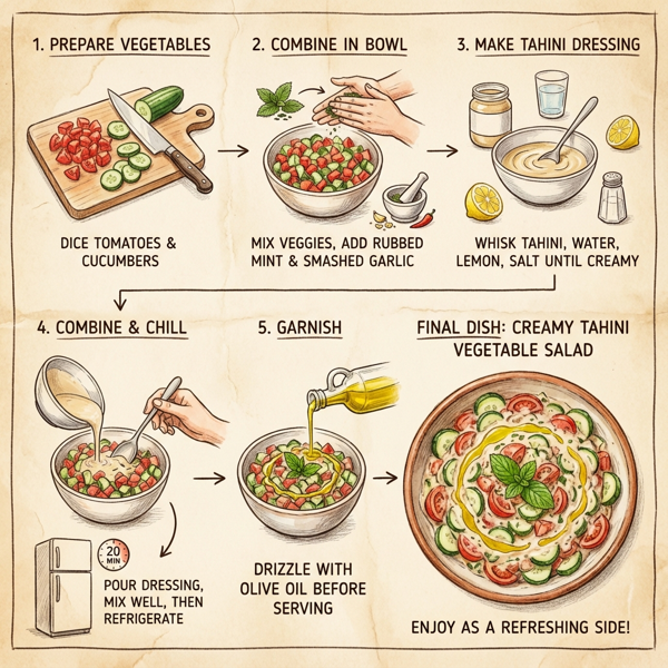 Creamy Tahini Vegetable Salad instructions