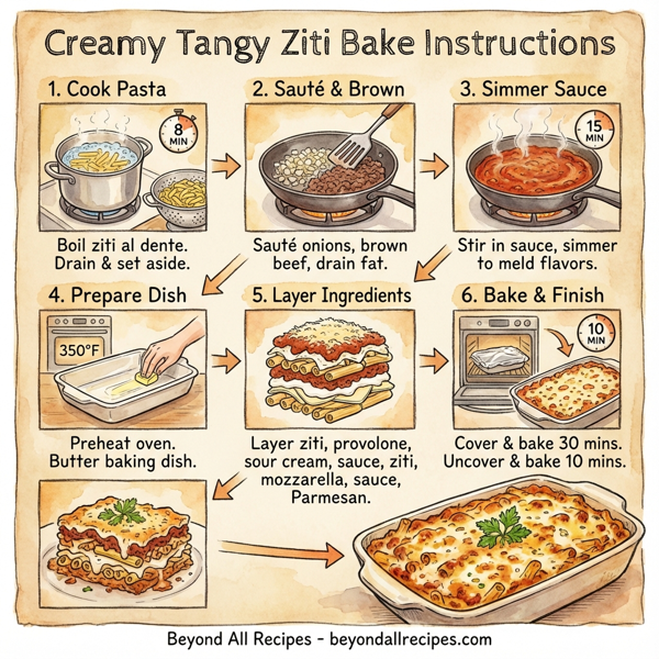 Creamy Tangy Ziti Bake instructions