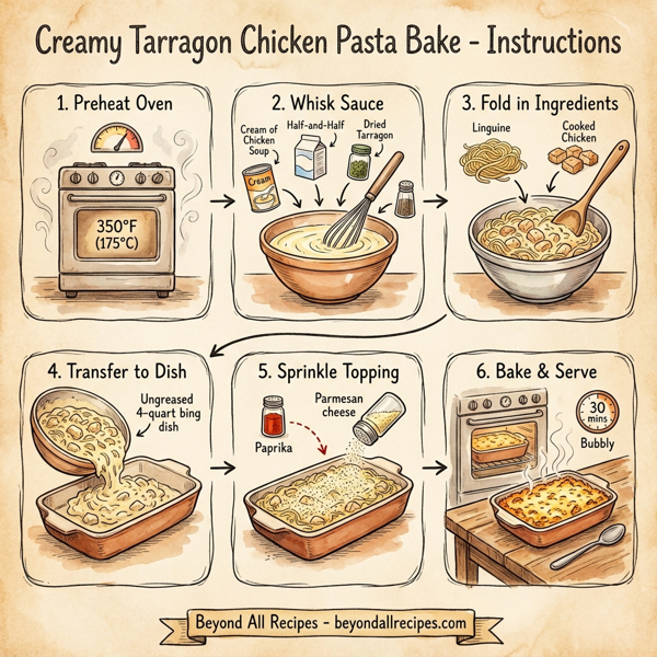 Creamy Tarragon Chicken Pasta Bake instructions