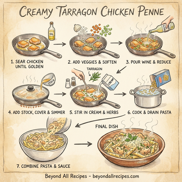 Creamy Tarragon Chicken Penne instructions