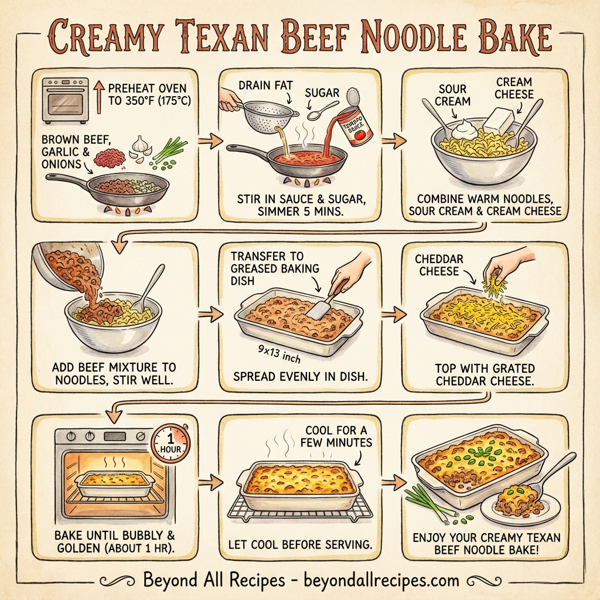 Creamy Texan Beef Noodle Bake instructions