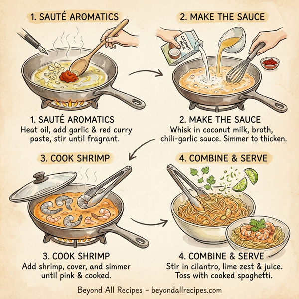 Creamy Thai Coconut Shrimp Pasta instructions