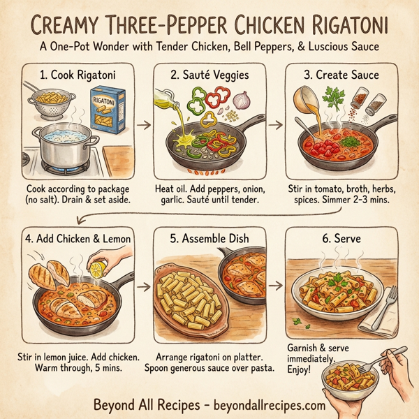 Creamy Three-Pepper Chicken Rigatoni instructions