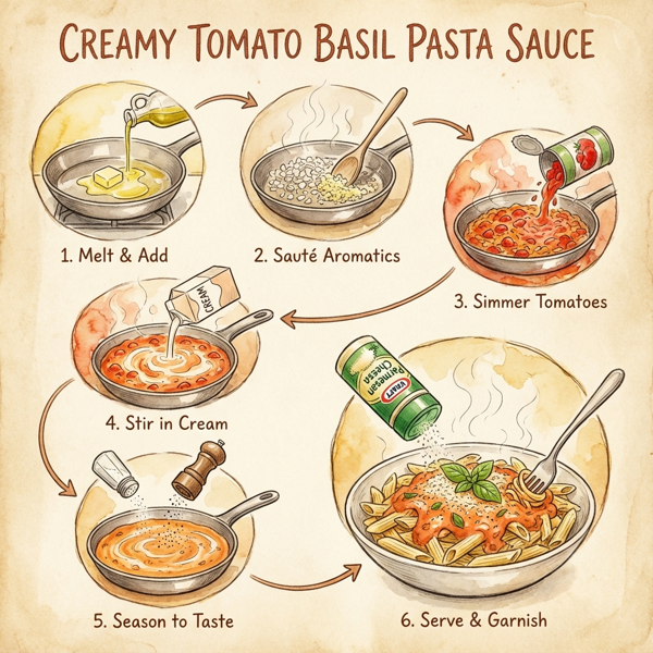Creamy Tomato Basil Pasta Sauce instructions