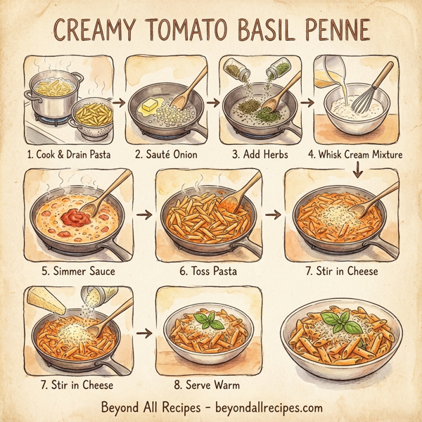 Creamy Tomato Basil Penne instructions