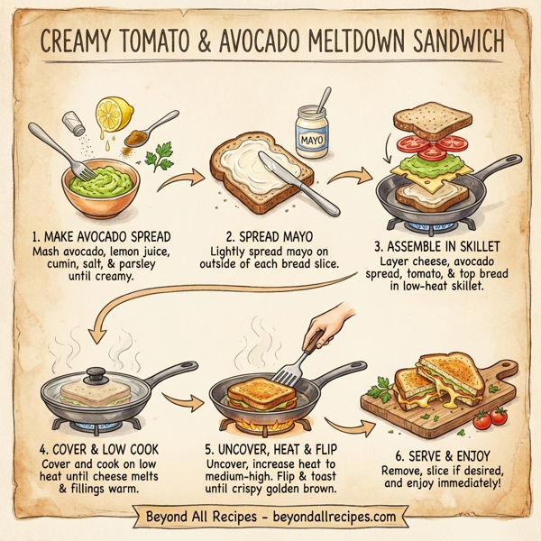 Creamy Tomato and Avocado Meltdown Sandwich instructions