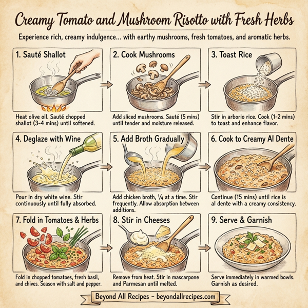 Creamy Tomato and Mushroom Risotto with Fresh Herbs instructions