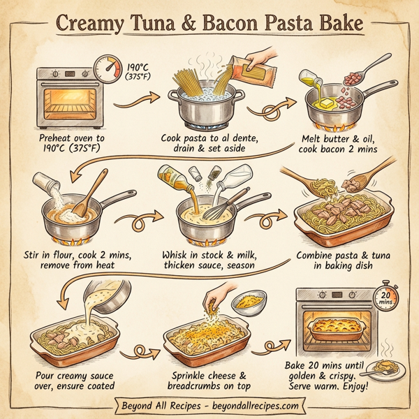 Creamy Tuna & Bacon Pasta Bake instructions