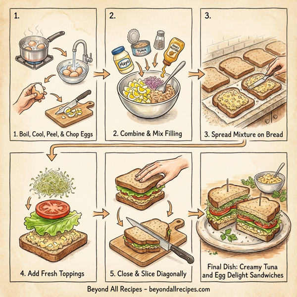 Creamy Tuna and Egg Delight Sandwiches instructions