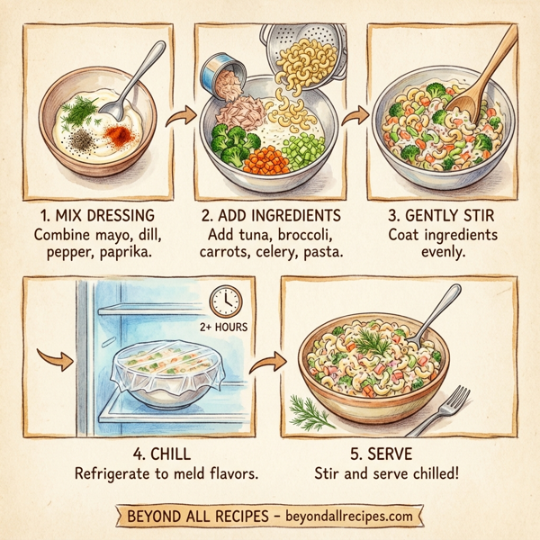 Creamy Tuna and Veggie Pasta Salad instructions