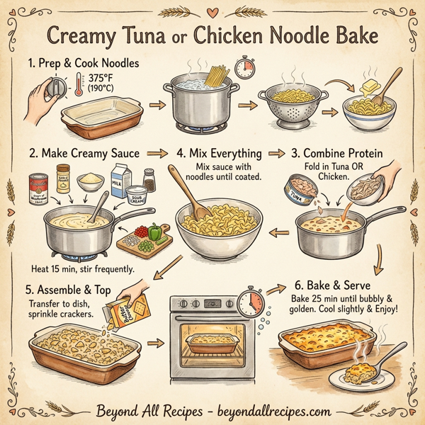 Creamy Tuna or Chicken Noodle Bake instructions