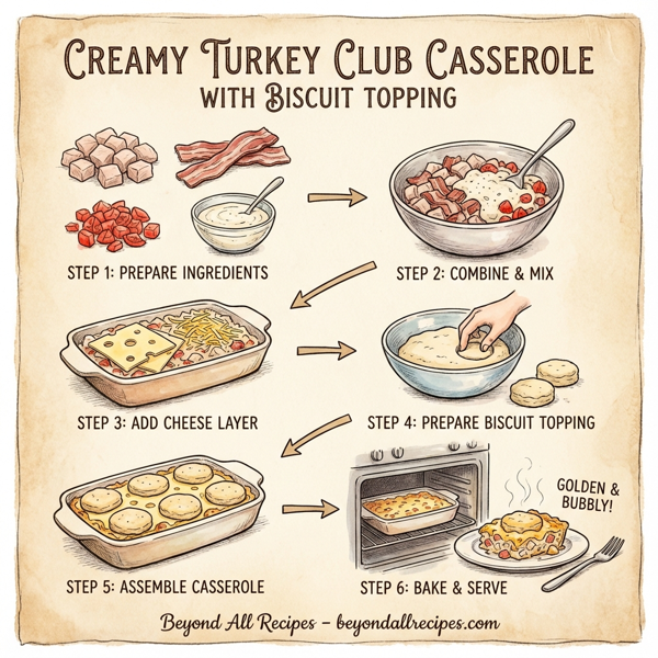 Creamy Turkey Club Casserole with Biscuit Topping instructions