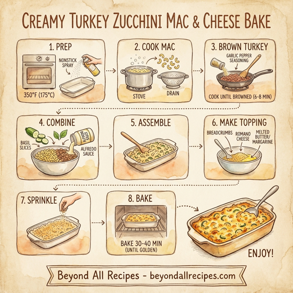 Creamy Turkey Zucchini Mac & Cheese Bake instructions