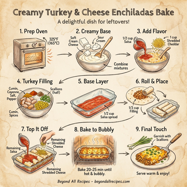 Creamy Turkey & Cheese Enchiladas Bake instructions