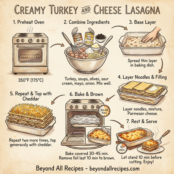 Creamy Turkey and Cheese Lasagna instructions