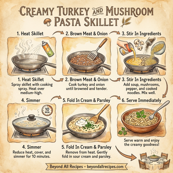 Creamy Turkey and Mushroom Pasta Skillet instructions