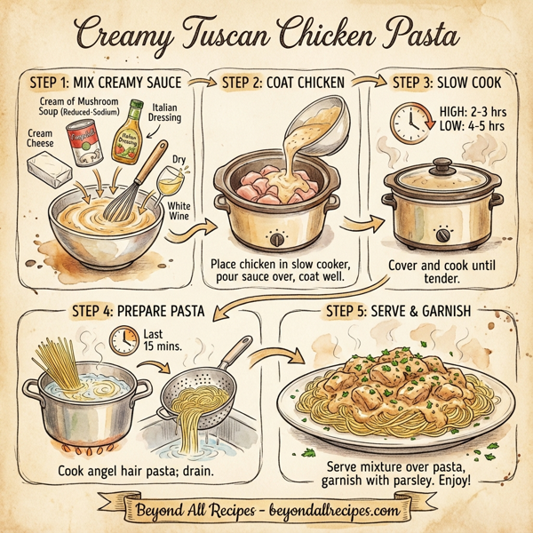Creamy Tuscan Chicken Pasta instructions