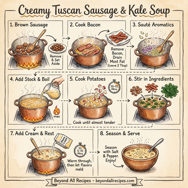 Creamy Tuscan Sausage and Kale Soup instructions