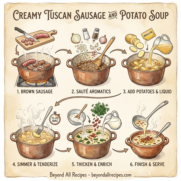 Creamy Tuscan Sausage and Potato Soup instructions