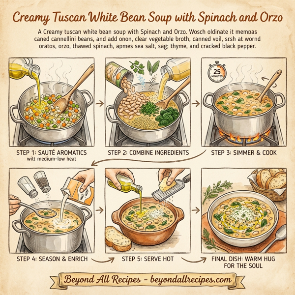 Creamy Tuscan White Bean Soup with Spinach and Orzo instructions