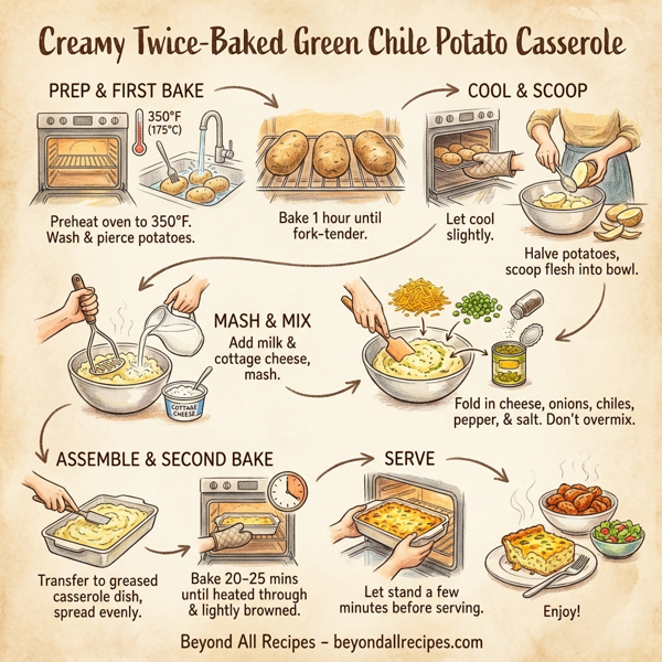 Creamy Twice-Baked Green Chile Potato Casserole instructions