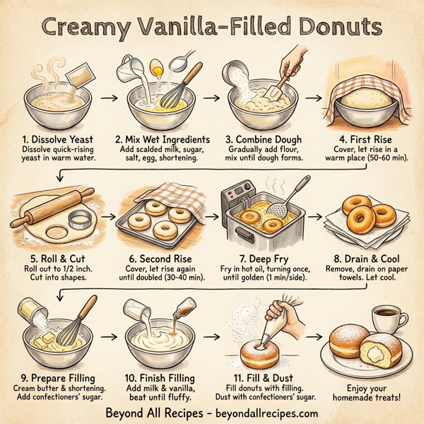 Creamy Vanilla-Filled Donuts instructions
