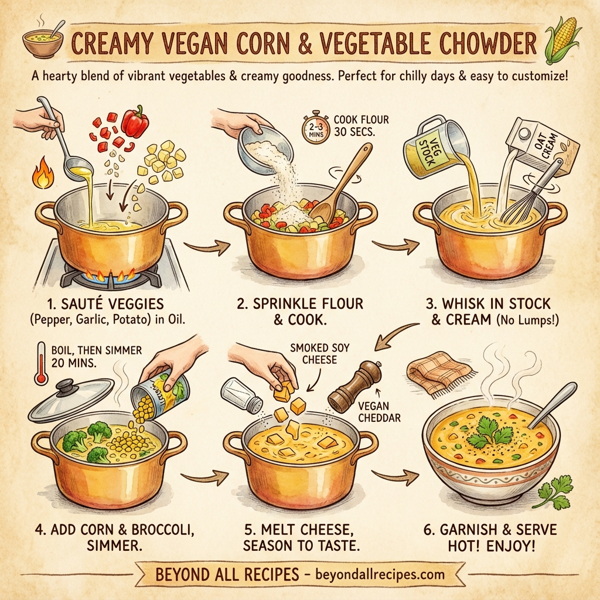 Creamy Vegan Corn & Vegetable Chowder instructions