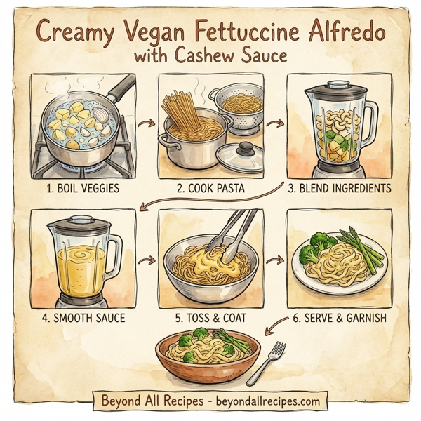 Creamy Vegan Fettuccine Alfredo with Cashew Sauce instructions
