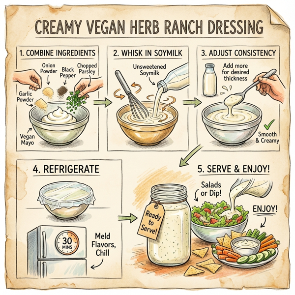 Creamy Vegan Herb Ranch Dressing instructions