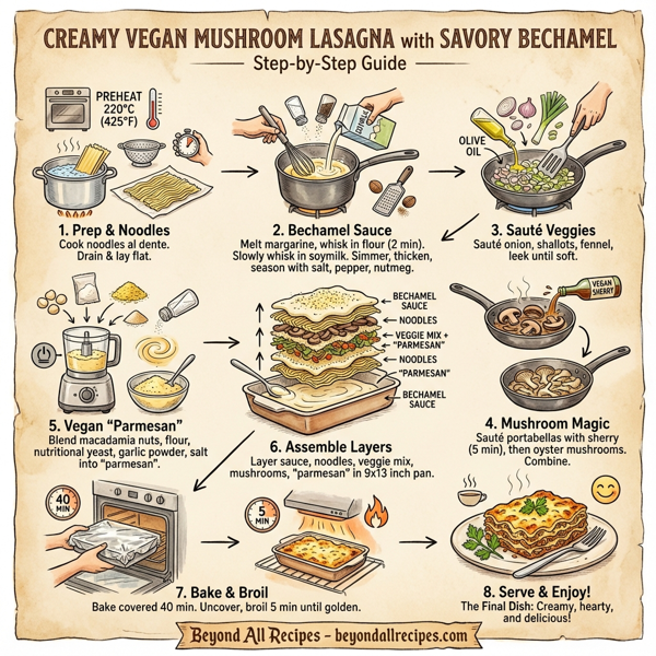 Creamy Vegan Mushroom Lasagna with Savory Bechamel instructions