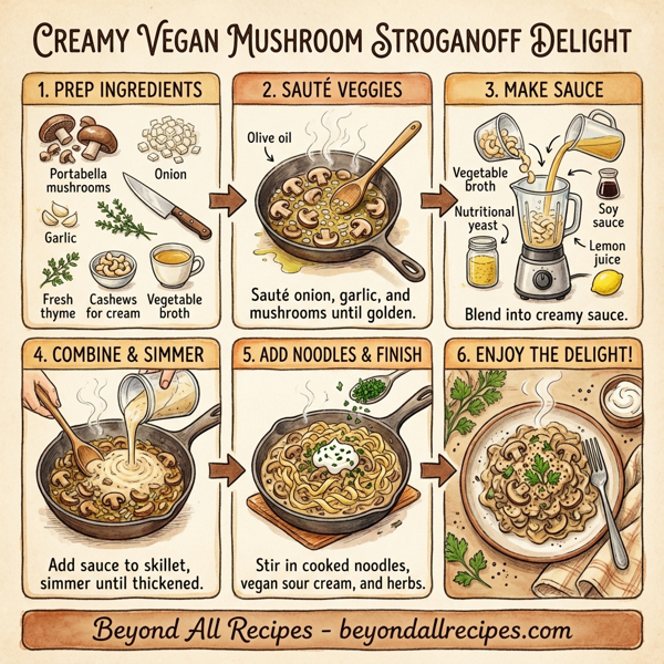 Creamy Vegan Mushroom Stroganoff Delight instructions