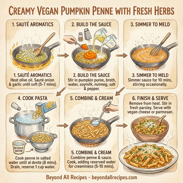 Creamy Vegan Pumpkin Penne with Fresh Herbs instructions