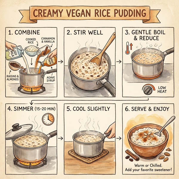 Creamy Vegan Rice Pudding with Raisins and Almonds instructions