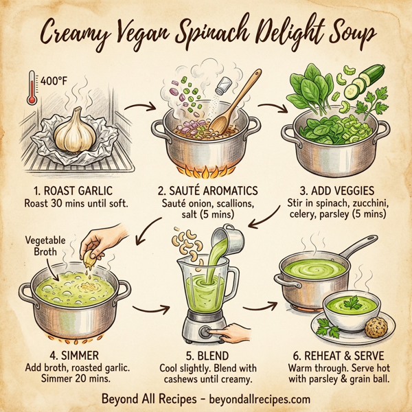 Creamy Vegan Spinach Delight Soup instructions