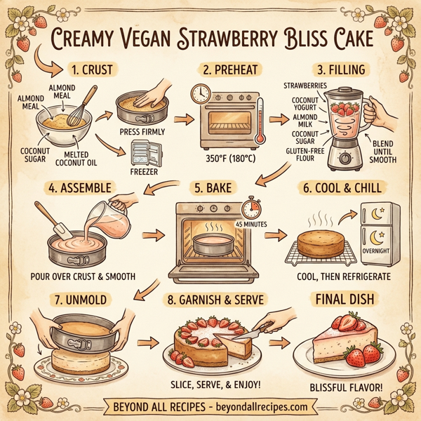 Creamy Vegan Strawberry Bliss Cake instructions