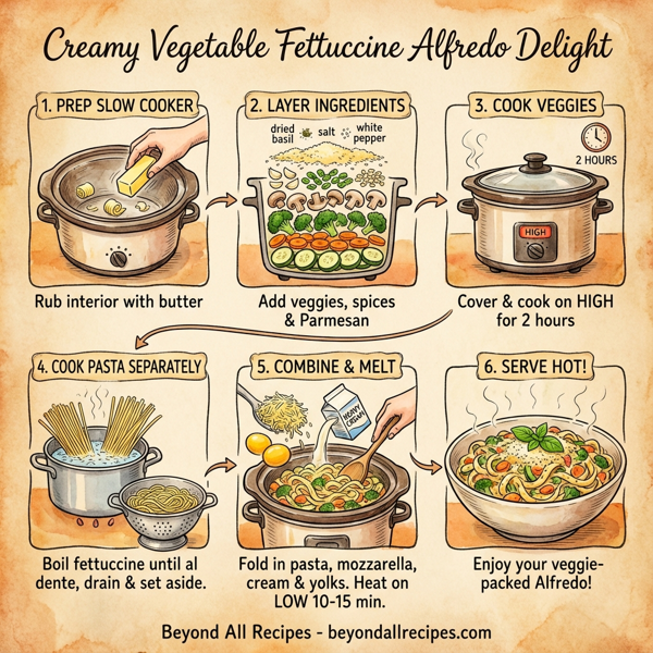 Creamy Vegetable Fettuccine Alfredo Delight instructions