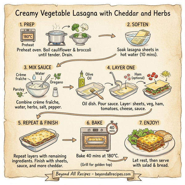 Creamy Vegetable Lasagna with Cheddar and Herbs instructions