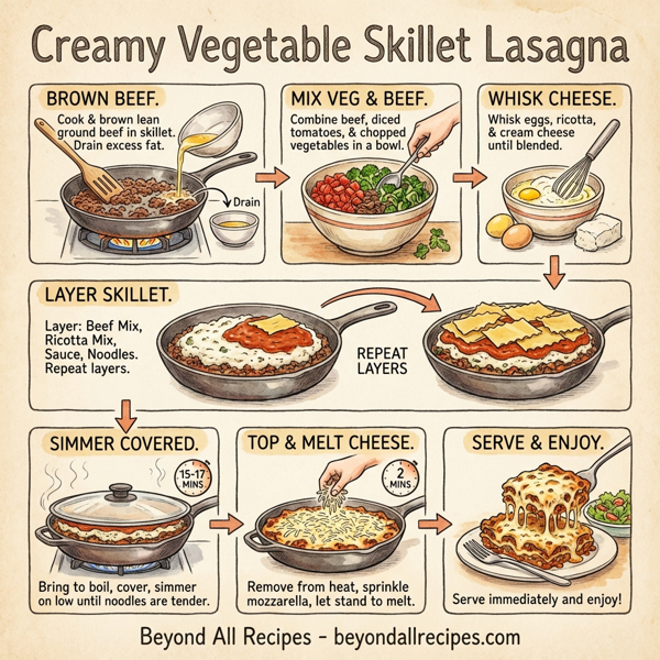 Creamy Vegetable Skillet Lasagna instructions