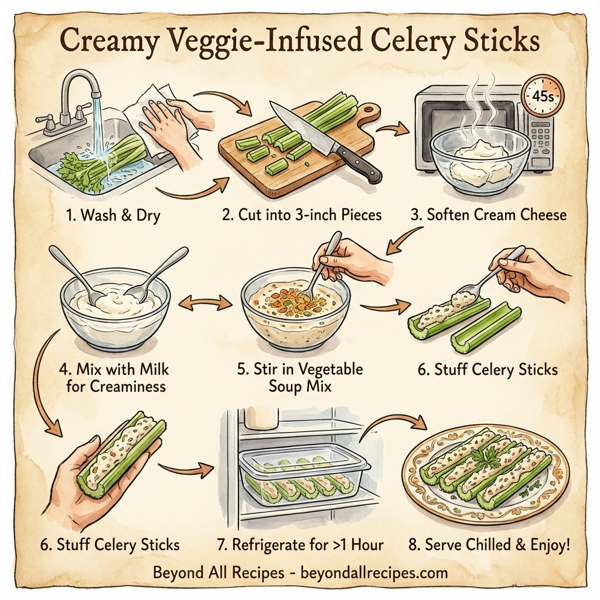 Creamy Veggie-Infused Celery Sticks instructions