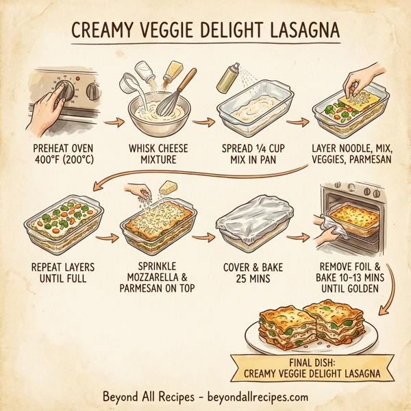 Creamy Veggie Delight Lasagna instructions