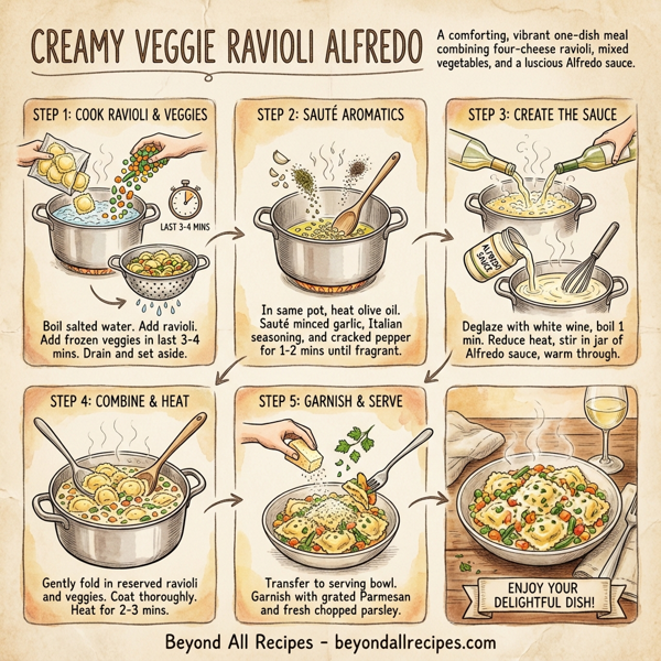 Creamy Veggie Ravioli Alfredo instructions